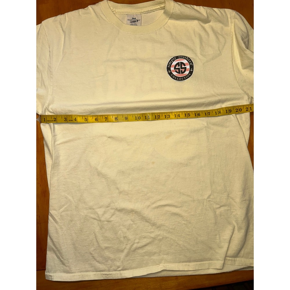 Simply Southern Preppy Just Peachy Graphic T-Shirt Yellow Cotton Coastal Beachy - Picture 5 of 11